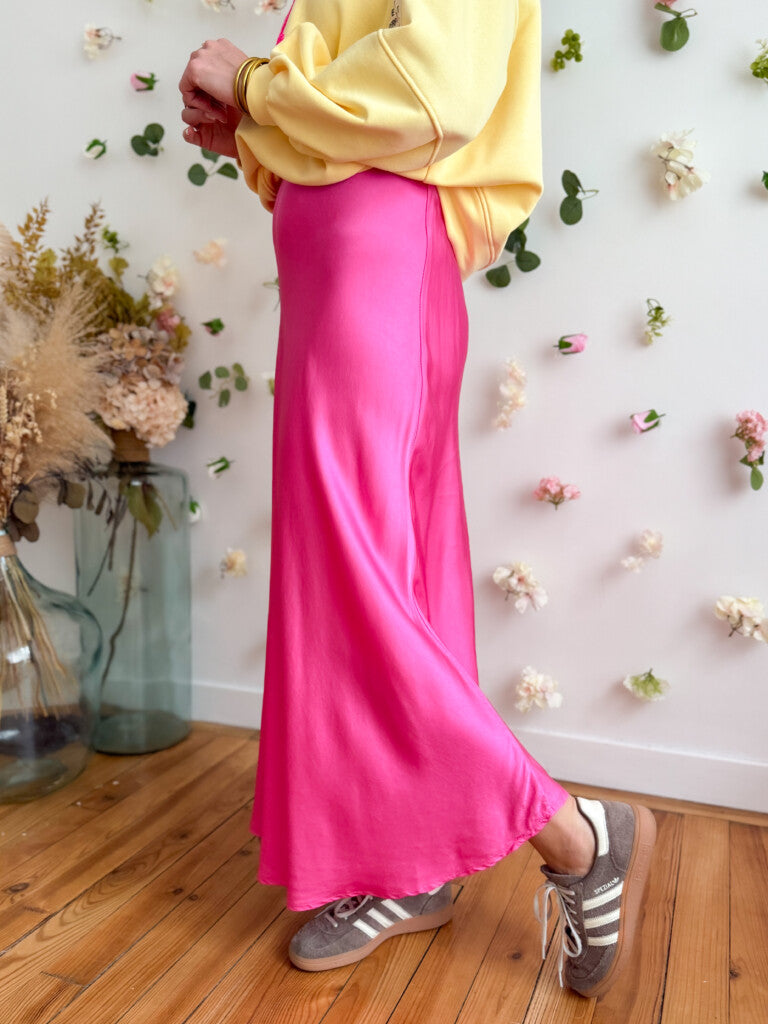 Jupe Satin Rose Fushia