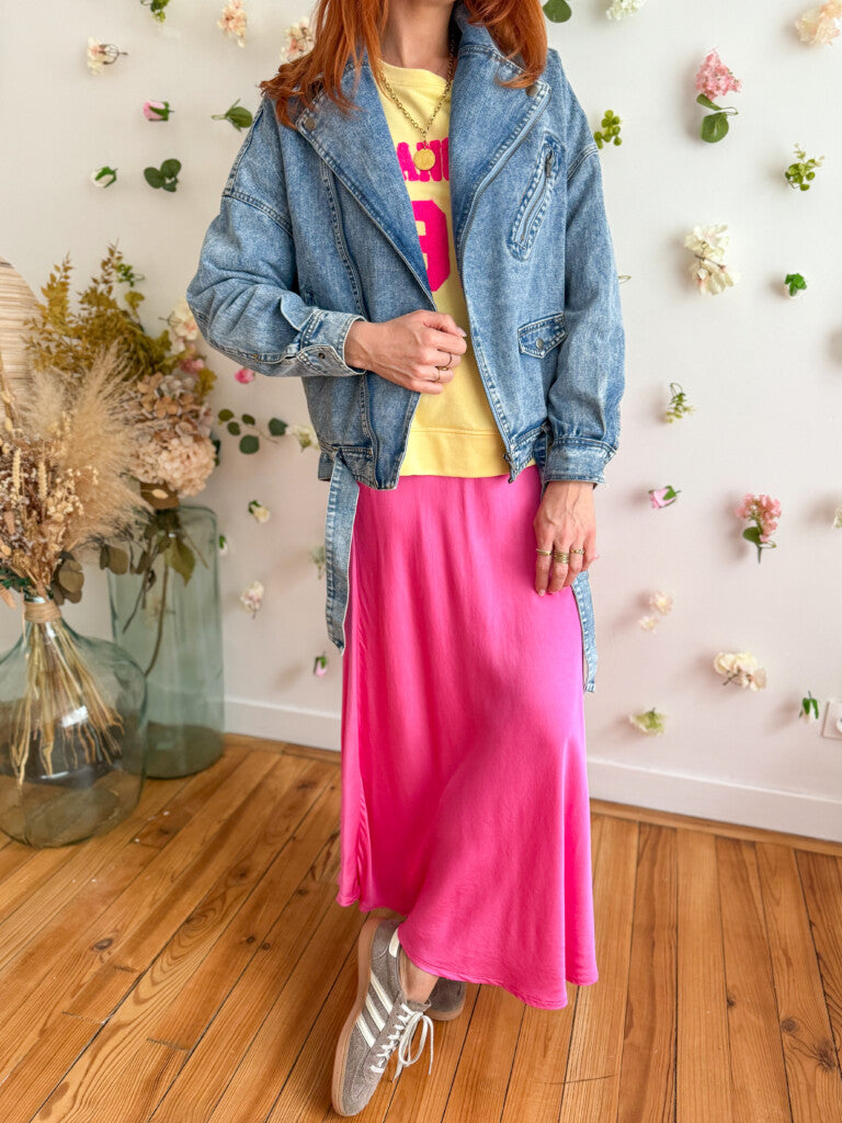 Jupe Satin Rose Fushia
