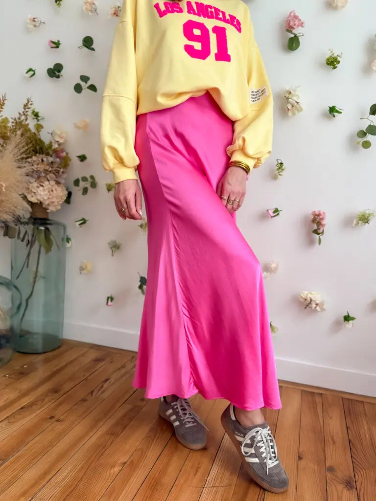 Jupe Satin Rose Fushia