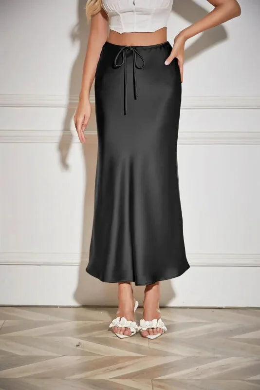 Jupe Noire Ceinture Satin