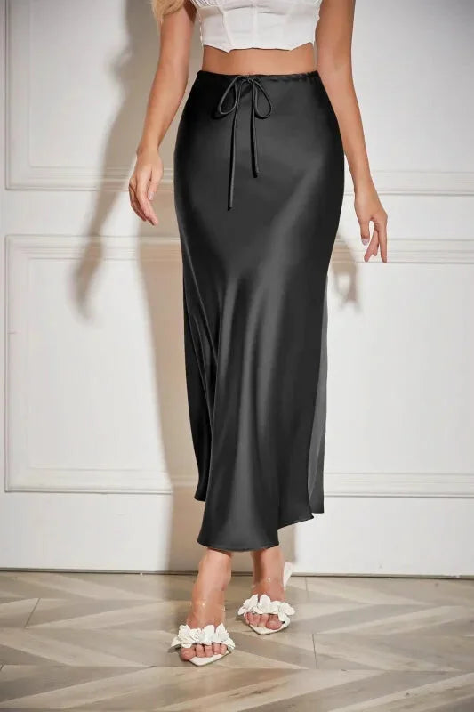 Jupe Noire Ceinture Satin