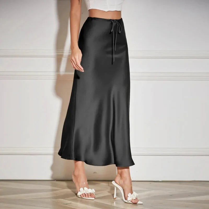 Jupe Noire Ceinture Satin