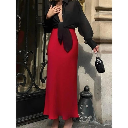 Jupe Satin Rouge