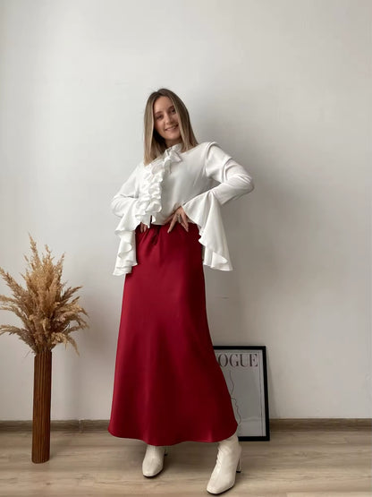 Jupe Satin Bordeaux