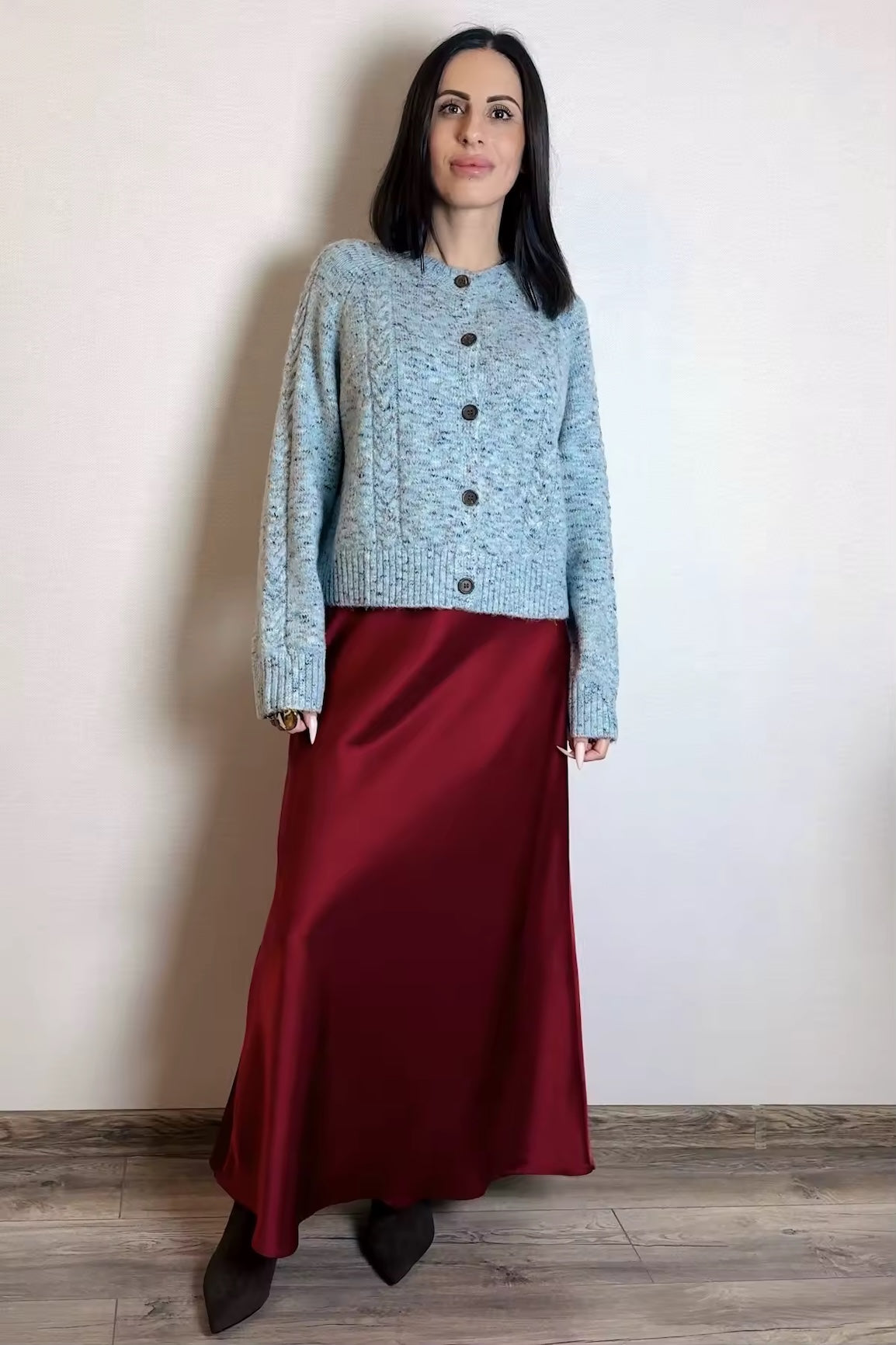 Jupe Satin Bordeaux