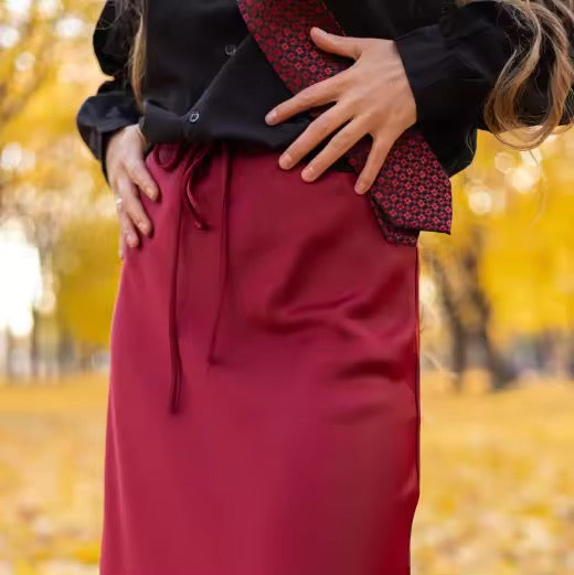 Jupe Satin Bordeaux