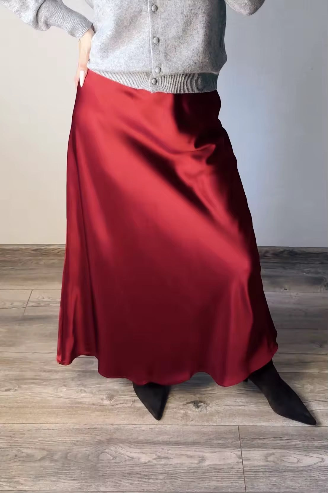 Jupe Satin Bordeaux