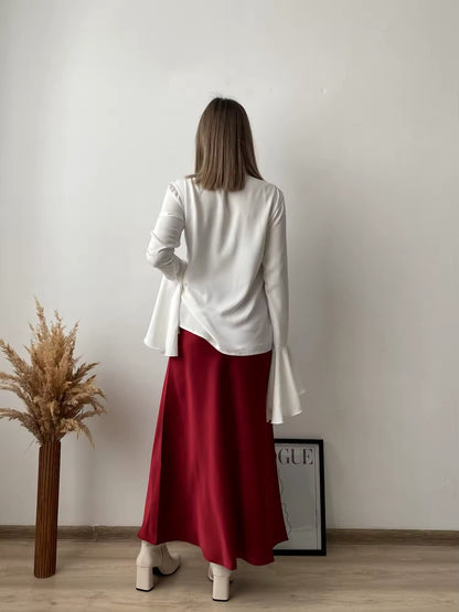 Jupe Satin Bordeaux