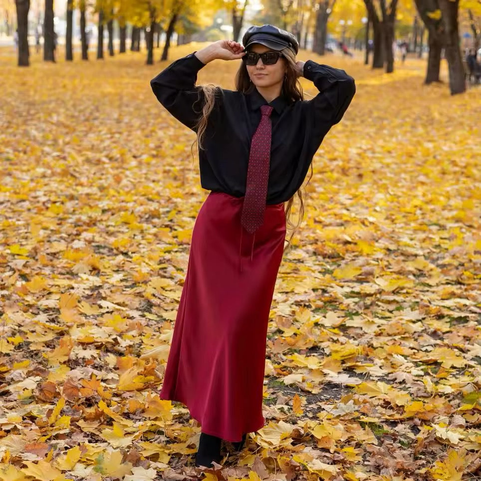 Jupe Satin Bordeaux