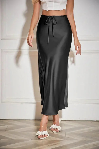 Jupe Noire Ceinture Satin