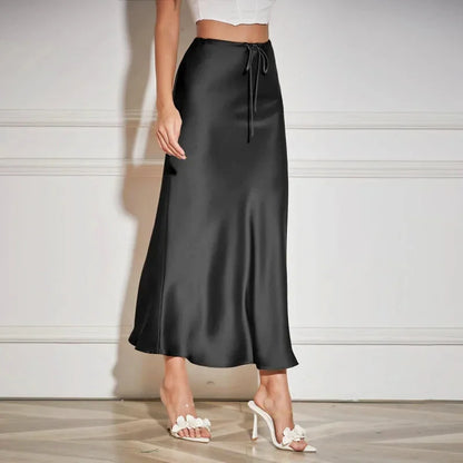 Jupe Noire Ceinture Satin